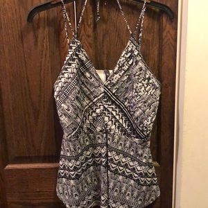 Jessica Simpson black & white halter top